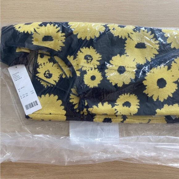 Urban Outfitters | Charlie Mockneck Sweater Dress New Small Floral Black Yellow - Picture 8 of 9